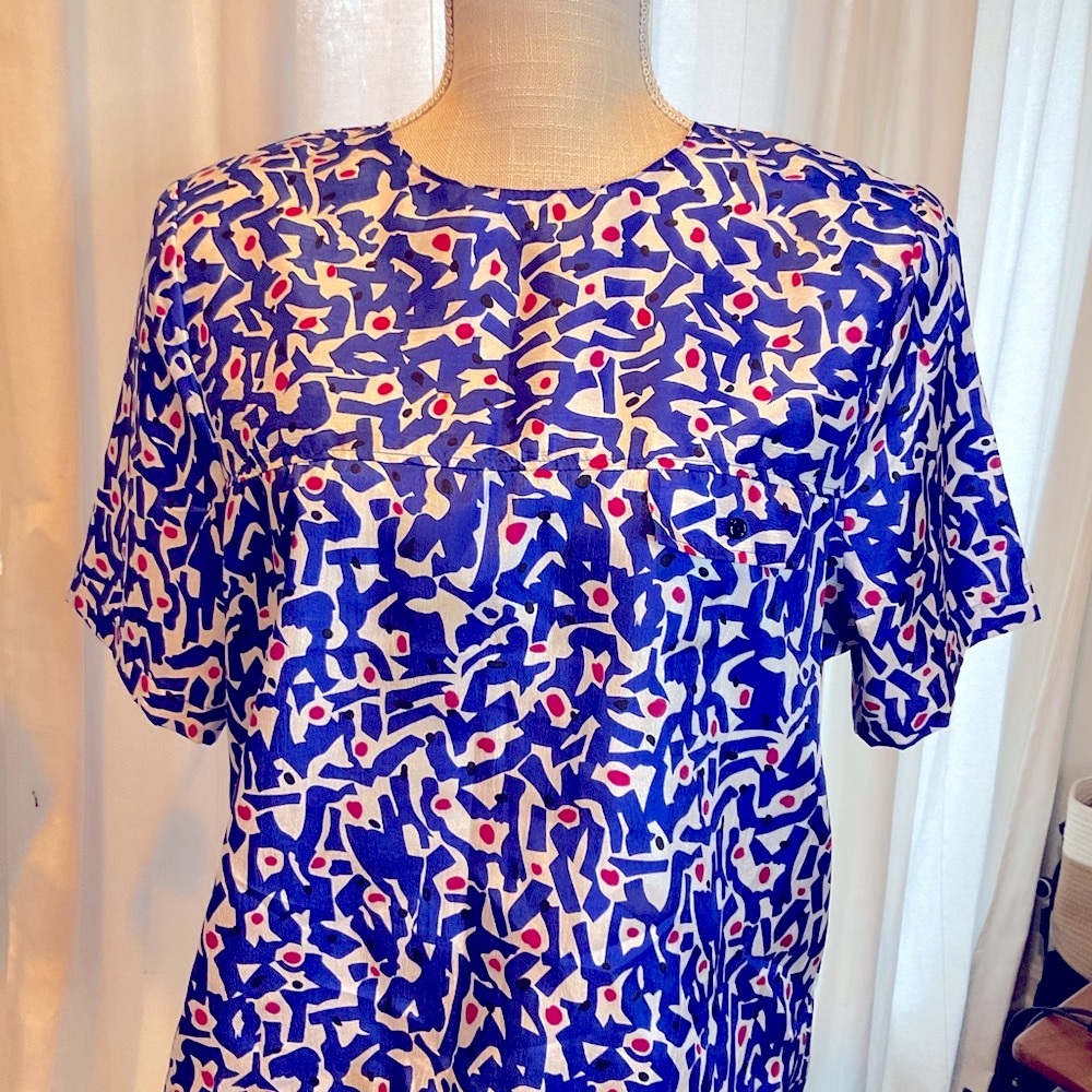 RHODA LEE 100% SILK SCOTTIE PRINT BLOUSE SIZE M